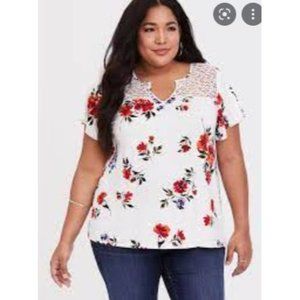 Torrid Womens 2X White Floral Super Knit Soft Lace